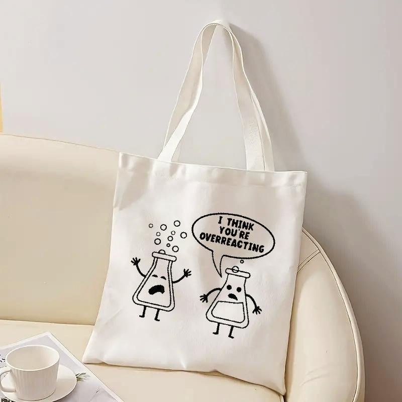 White Canvas Tote Bag Cartoon  - Medical Lab Design ulasan dan harga